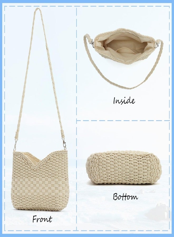 KUANG! Handmade Woven Shoulder Bag for Women Summer Beach Straw Purse Crossbody Handbag with Strap - Image 5