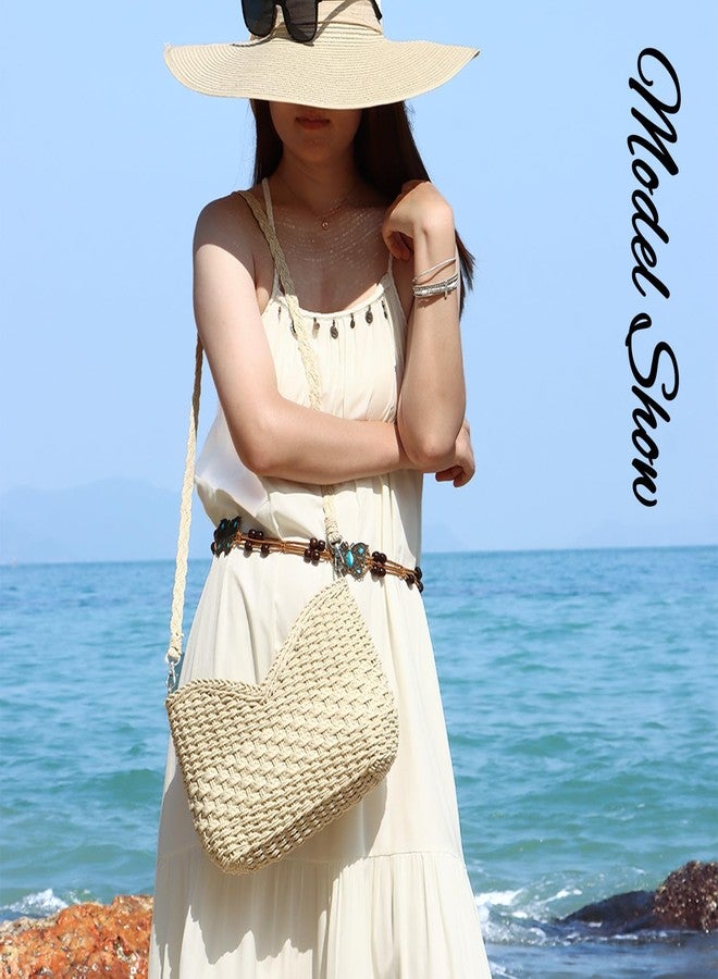 KUANG! Handmade Woven Shoulder Bag for Women Summer Beach Straw Purse Crossbody Handbag with Strap - Image 3