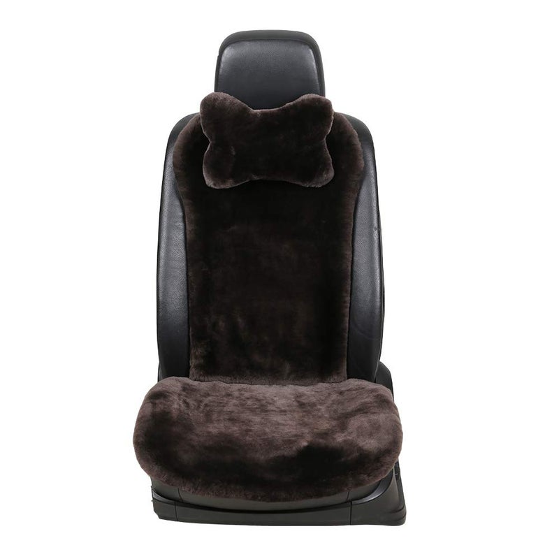 OGLAND 100% Natural Fur Sheepskin Universal car seat Covers for seat Cushion Accessories Automobiles (3 Pack Front, Teak) - Image 2