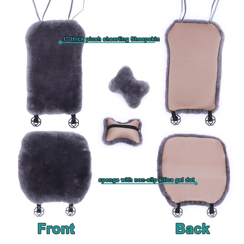 OGLAND 100% Natural Fur Sheepskin Universal car seat Covers for seat Cushion Accessories Automobiles (3 Pack Front, Teak) - Image 4