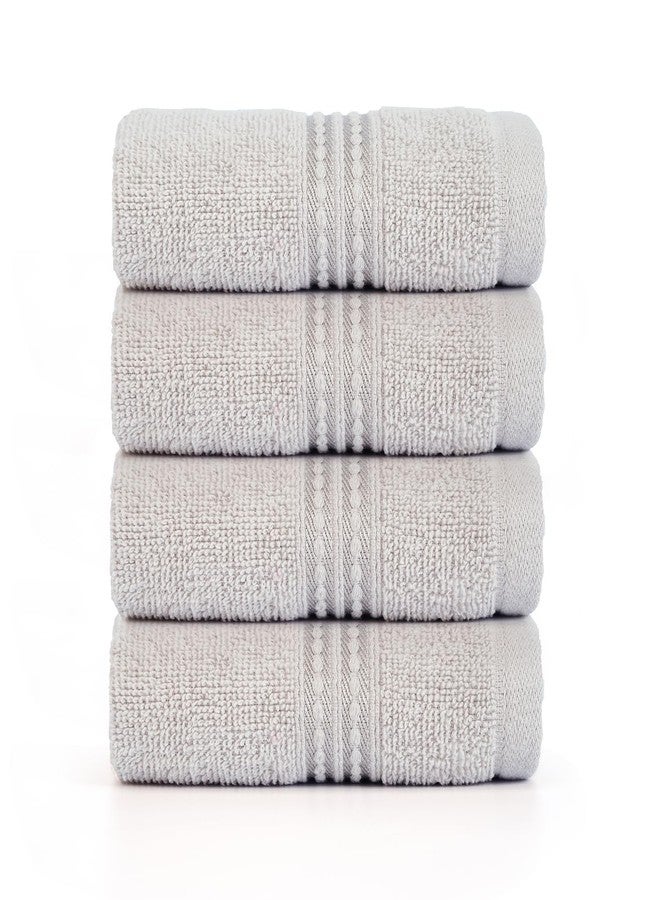 Micro Cotton Premium Face Towel Set of 4 - Fery Bern Collection, Ultra-Soft and Highly Absorbent, Quick-Dry, 100% Natural Cotton Face Towels for Bathroom, Skincare, Gym, and Spa (Silver Grey) - Image 1