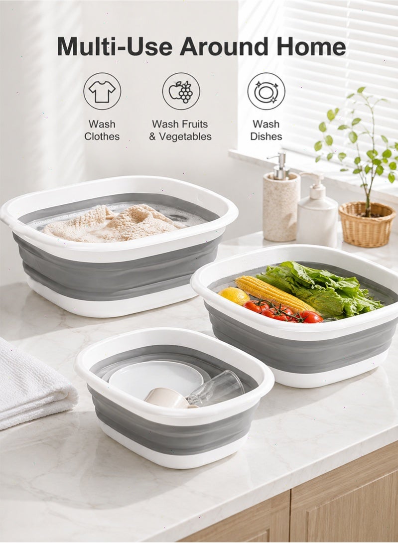 Topyich 3‑Pack Collapsible Basin Set, 3 Sizes S/M/L Multifunctional Wash Tub, Space‑Saving Lightweight Foldable Washbasin for Home, Baby Care, Camping & Outdoor - Image 1