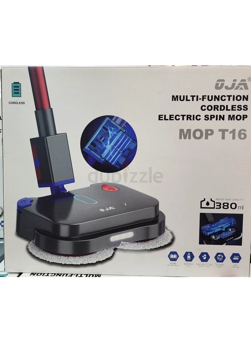 MultiFunction Cordless Electric Spin Mop  60W Rechargeable Floor Cleaner Water Spray Dual PowerDrive LED Light Waxing Sterilization Modes 380ml Water Tank 2600mAh Battery for Wet Dry Cleaning