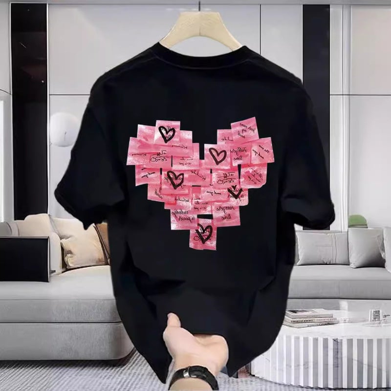 American Style Handsome Pure Cotton Short-Sleeved T-Shirt For Men And Women Couple Summer Instagram Popular Brand Street Loose All-Match Round Neck Top - Image 2