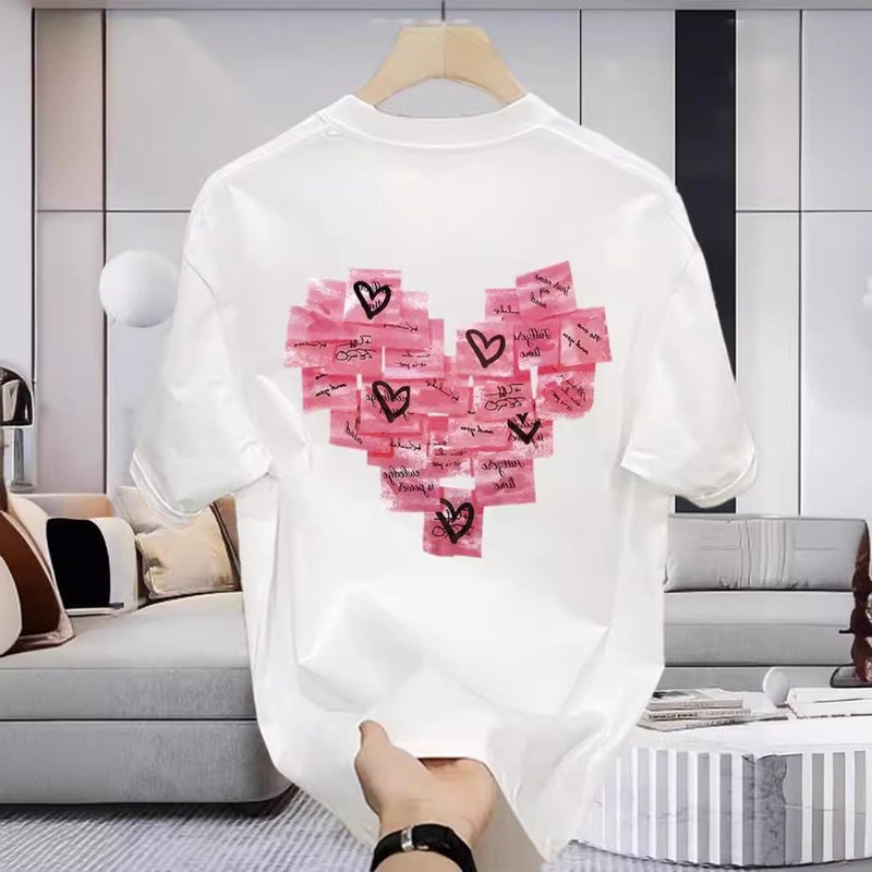 American Style Handsome Pure Cotton Short-Sleeved T-Shirt For Men And Women Couple Summer Instagram Popular Brand Street Loose All-Match Round Neck Top - Image 1