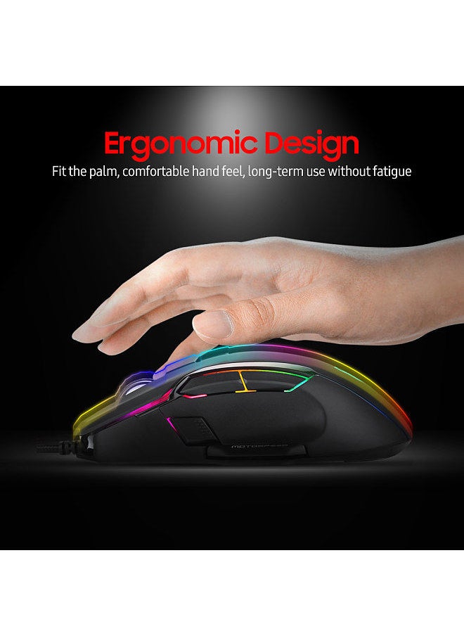 Motospeed - V90 Mouse USB Wired Gaming Mouse RGB Gaming Mouse Ergonomic Mice with 8 Adjustable DPI for Desktop Computer Laptop - Image 1