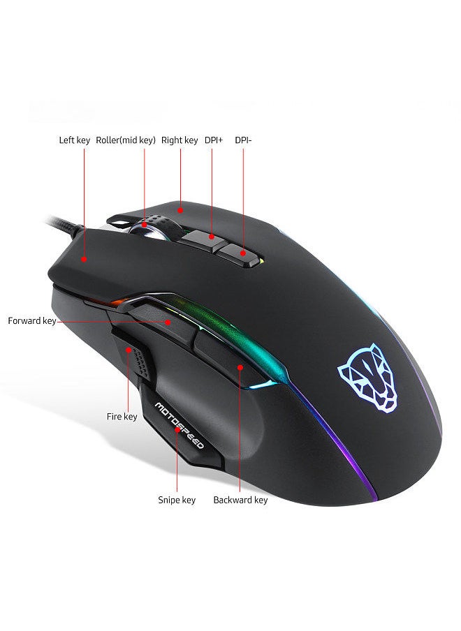 Motospeed - V90 Mouse USB Wired Gaming Mouse RGB Gaming Mouse Ergonomic Mice with 8 Adjustable DPI for Desktop Computer Laptop - Image 1