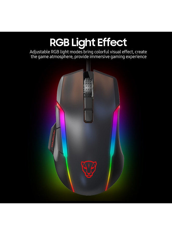 Motospeed - V90 Mouse USB Wired Gaming Mouse RGB Gaming Mouse Ergonomic Mice with 8 Adjustable DPI for Desktop Computer Laptop - Image 1