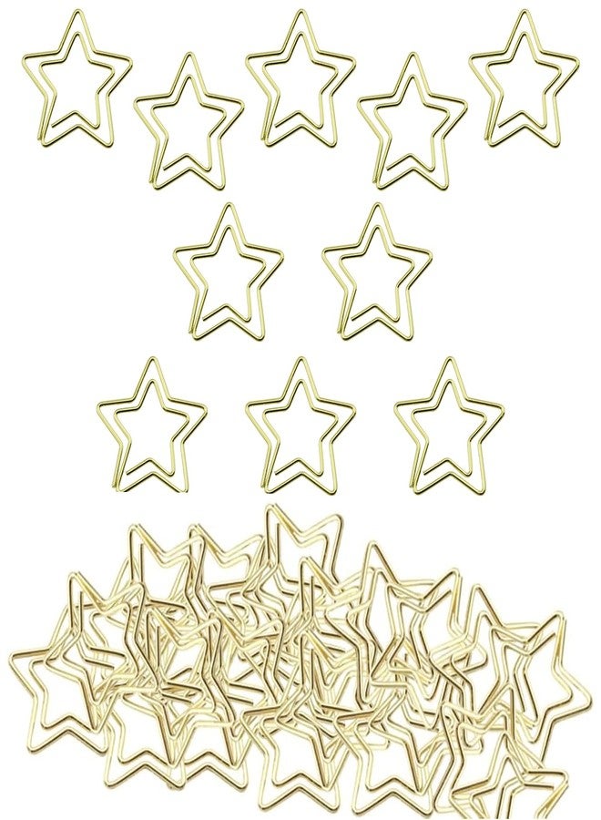 Heyous 50PCS Star Bookmark Holder Paper Clip Bookmark Holder Gold Pentagram Creative Paperclip Suitable for Office and School and Home Bookmark - Image 1