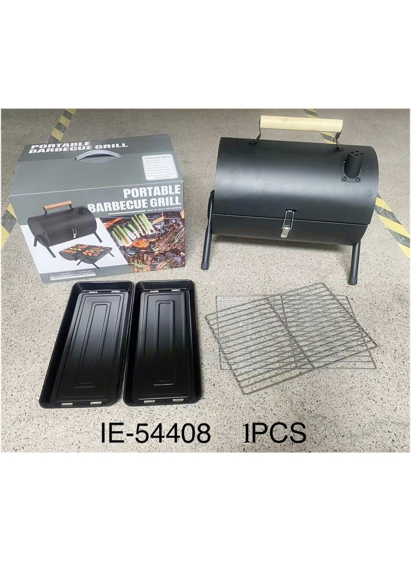 DubaiGallery Portable BBQ Grill with Lid and Carry Handle, Compact Charcoal Barbecue Grill for Outdoor Cooking, Includes Cooking Grate and Charcoal Trays, Lightweight Design for Camping, Picnic, Beach, Garden, Patio, Hiking and Family Gatherings - Image 1