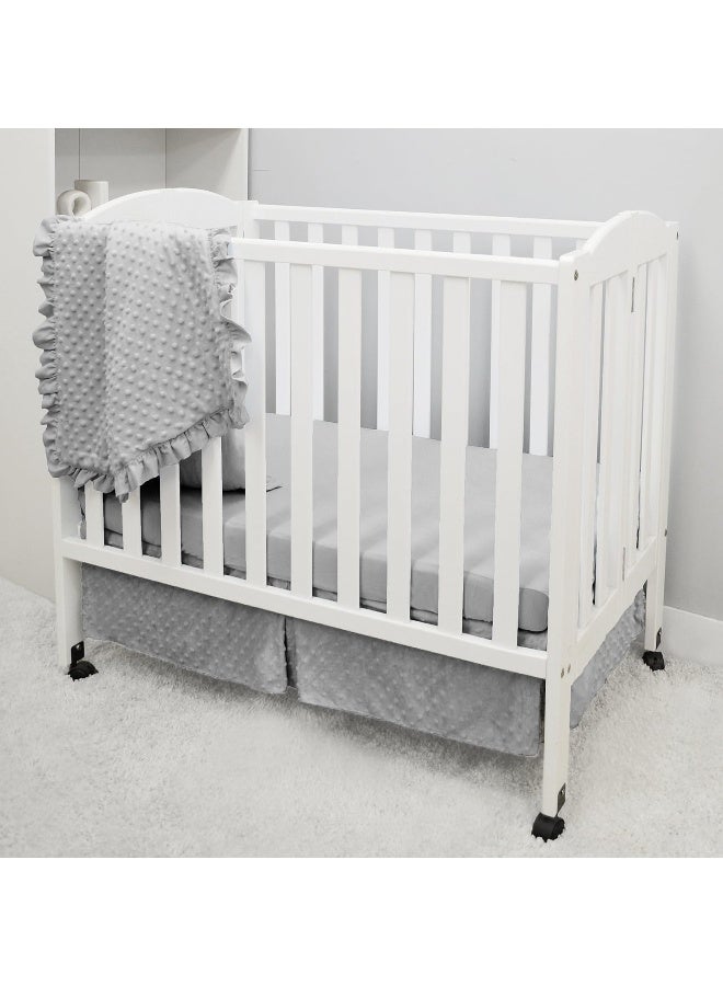 American Baby Company American Baby Company Heavenly Soft Minky Dot 3-Piece Mini/Portable Crib Bedding Set, Grey, for Boys and Girls  - Image 1