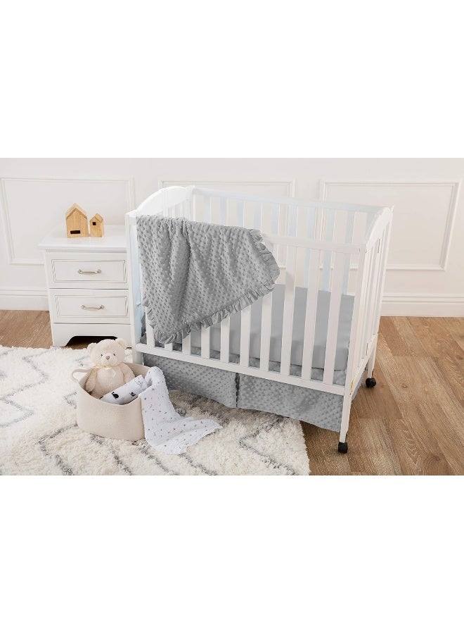 American Baby Company American Baby Company Heavenly Soft Minky Dot 3-Piece Mini/Portable Crib Bedding Set, Grey, for Boys and Girls  - Image 3