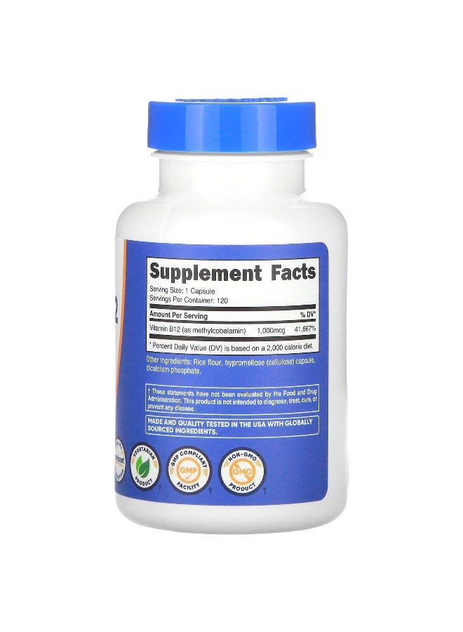 Nutricost نوتريكوست، فيتامين ب12، 1,000 ميكروغرام، 120 كبسولة - Image 2
