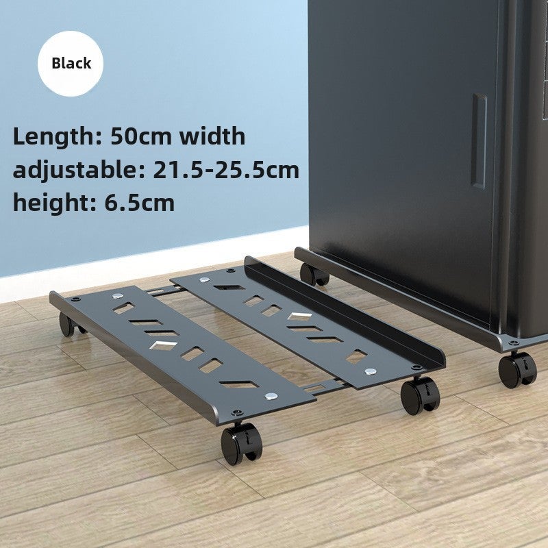 Computer host bracket storage rack with wheels organizing storage Computer mobile rack (Classic black [retractable] mobile model [with brake]]) - Image 1