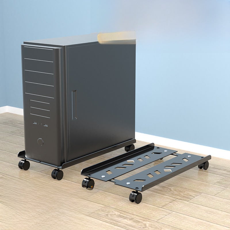 Computer host bracket storage rack with wheels organizing storage Computer mobile rack (Classic black [retractable] mobile model [with brake]]) - Image 3