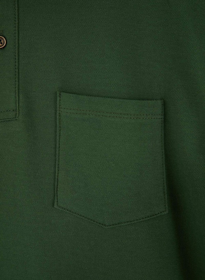 trendyol Khaki Regular/Comfortable 100% Cotton Single Pocket Polo Neck T-Shirt - Image 4
