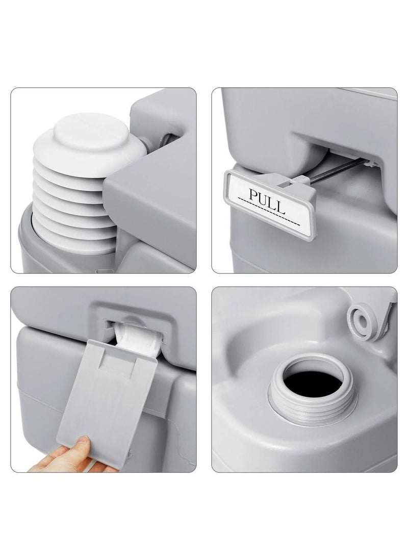 Portable Toilet 5 Gallon with Waste Tank, Built-in Rotating Spout, Powerful Push Pump Compact Commode for Travel, Boating, Camping, RV Toilet Porta Potty