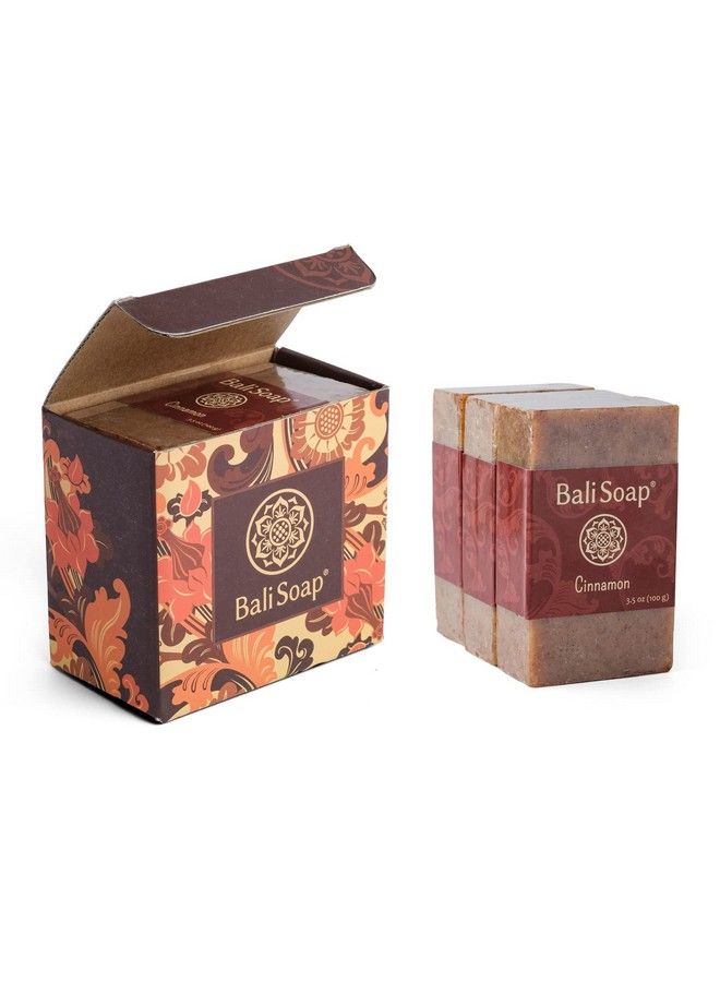 Bali Soap صابون القرفة الطبيعي للرجال والنساء - صابون للاستحمام والجسم والوجه - صابون نباتي يدوي الصنع - صابون مقشر - عبوة 3 قطع 3.5 أونصة لكل منها - Image 3