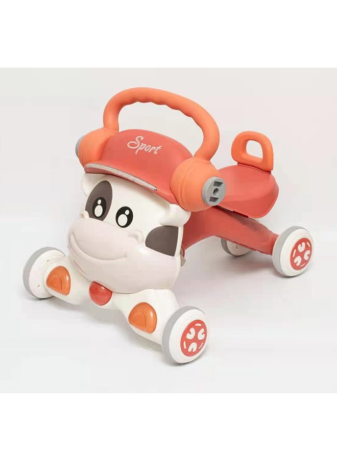 kiddoz Simple Baby walking assistant toddler learn to walk musical and light baby walker with music - Orange 
