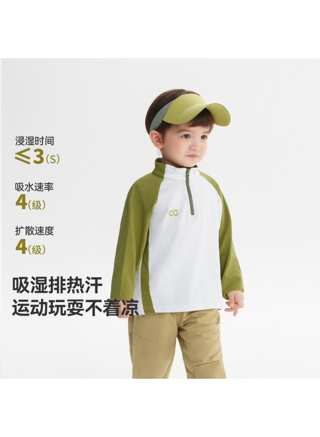Golf Series Quick-dry Antibacterial] Boys' T-shirt Long Sleeve Spring/autumn Style Half-open Placket Baby Sportswear Girls - Image 2