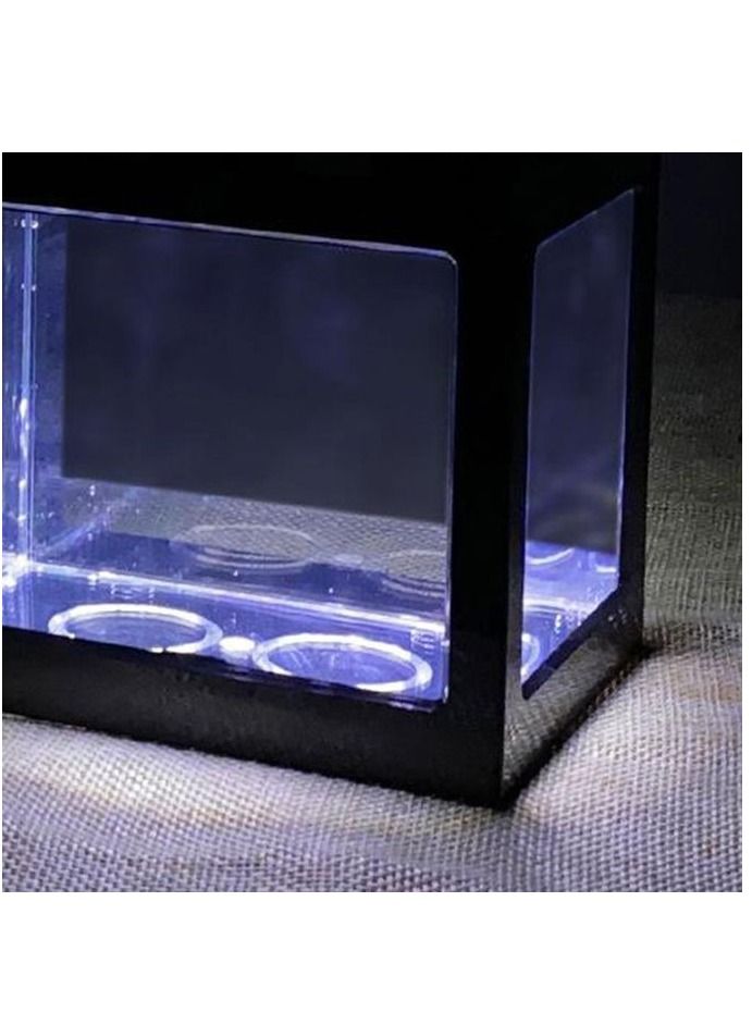 Mini Fish Tank Aquarium Building Blocks Fish Tank Desktop Decoration Black - Image 4