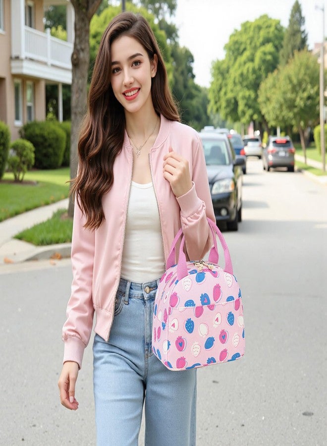 Bluboon Lunch Bag for Women Men Cute Corduroy Lunch Tote Bags Reusable Insulated Lunch Box Large Capacity Reusable Insulated Cooler for Work Picnic or Travel - Image 2