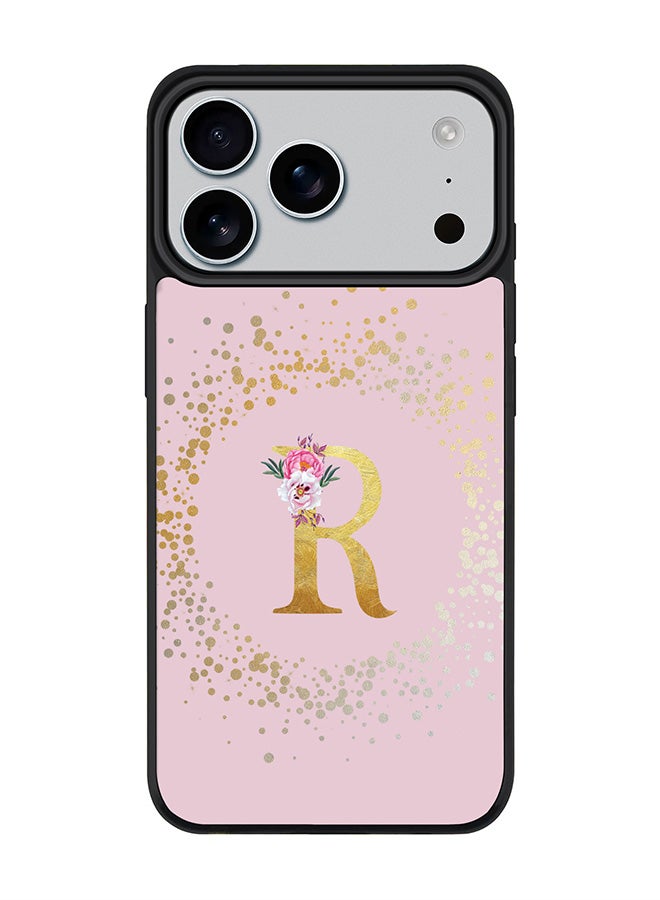 Stylizedd iPhone 17 Pro Max Case, [Compatible with MagSafe] Slim Magnetic cover Phone Case iPhone 17 Pro Max -Custom Monogram Floral - R  (Pink ) - Image 1