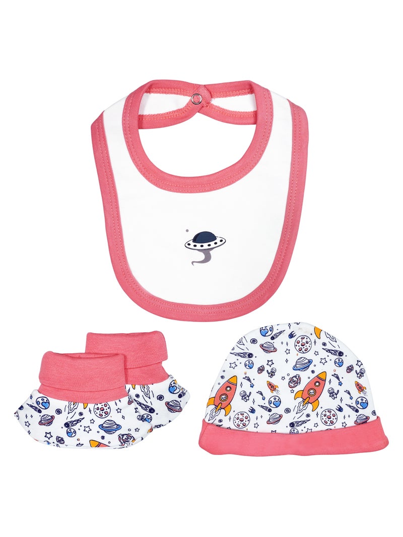 بابيز_بيسك بيبيز بيسك مجموعة هدايا مكونة من 5 قطع قطنية 100٪ للجنسين تشمل السالوبيت ، والرمبر ، والقفازات ، والقبعة ، والبيجامة/البذلة. - Image 4