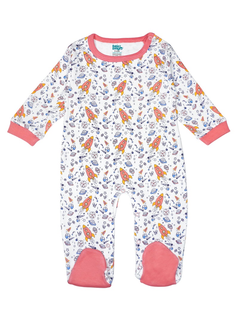 بابيز_بيسك بيبيز بيسك مجموعة هدايا مكونة من 5 قطع قطنية 100٪ للجنسين تشمل السالوبيت ، والرمبر ، والقفازات ، والقبعة ، والبيجامة/البذلة. - Image 2