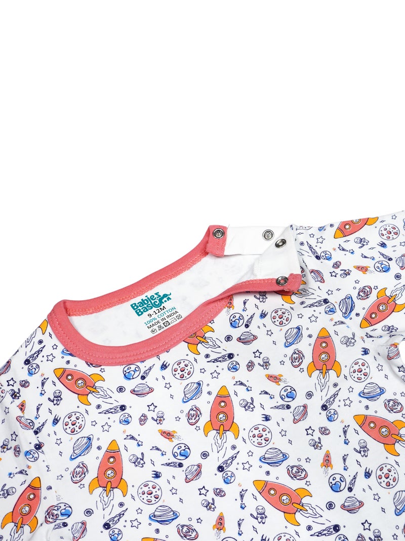 بابيز_بيسك بيبيز بيسك مجموعة هدايا مكونة من 5 قطع قطنية 100٪ للجنسين تشمل السالوبيت ، والرمبر ، والقفازات ، والقبعة ، والبيجامة/البذلة. - Image 5