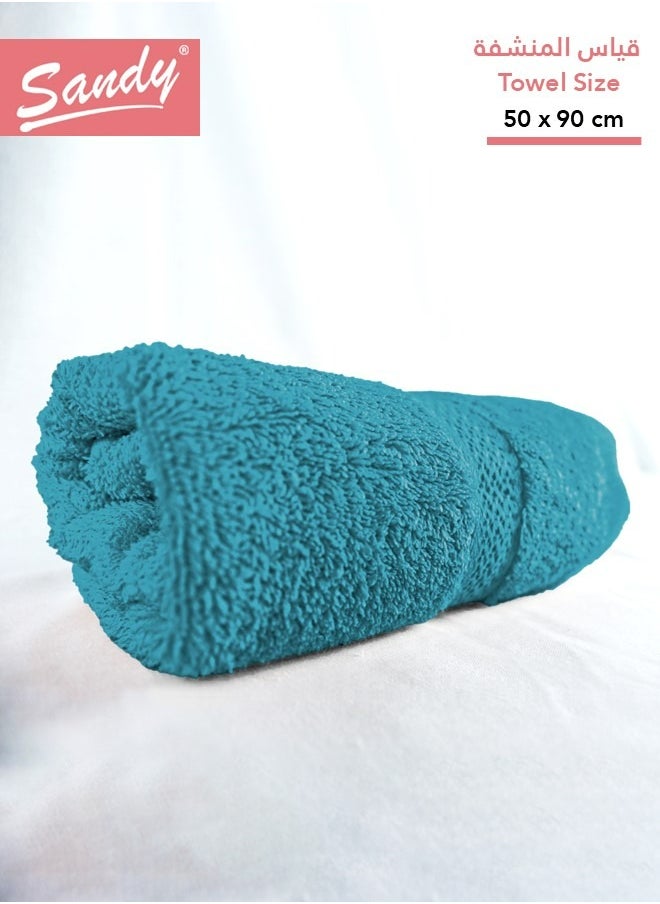 Sandy SANDY 100% Cotton Luxury Bath Towel for Hair, Hand and Face, 600 GSM Made in Egypt, Ideal for Daily Use, High Absorbent and Super Soft 90x50 cm, Teal  - Image 1