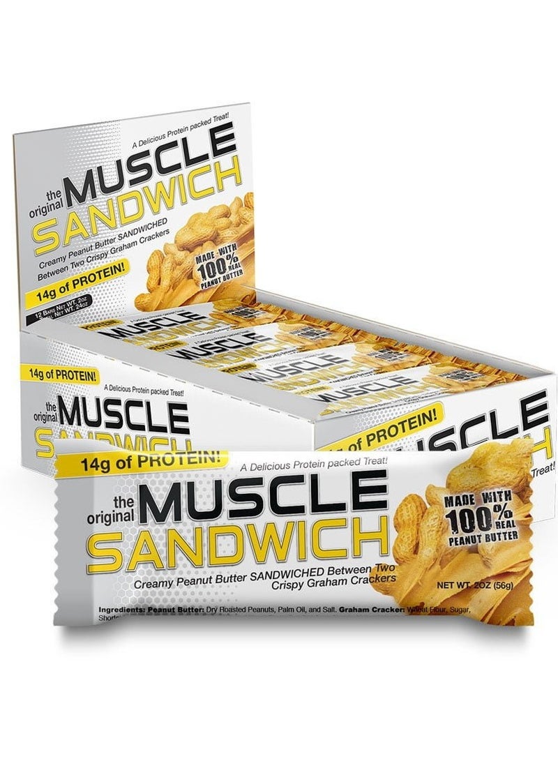 MUSCLE SANDWICH Muscle Sandwich Creamy Peanut Butter Sandwich 56g Pack of 12  - Image 1