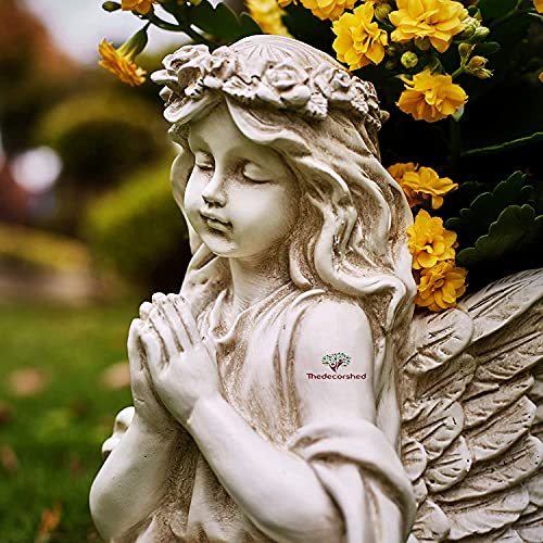 The Decorshed Cute Looking Angel Pot Out Door Planters Pots Poly Resin Pot 1 Piece White, 15.2 Centimeters, 17.8 CM, 25.4 CM - Image 3