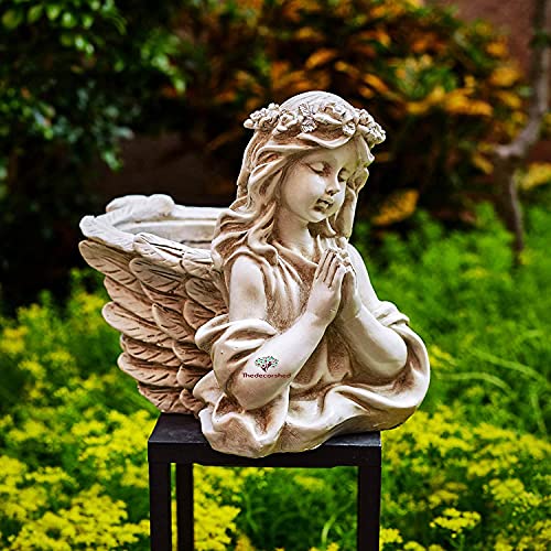 The Decorshed Cute Looking Angel Pot Out Door Planters Pots Poly Resin Pot 1 Piece White, 15.2 Centimeters, 17.8 CM, 25.4 CM - Image 4