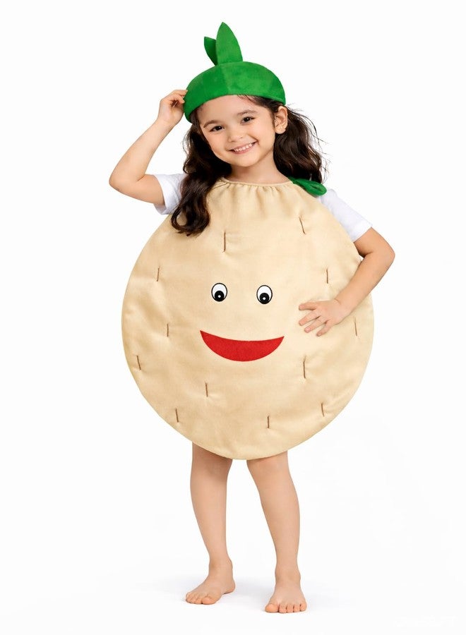 Nic Fruit And Vegetable Fancy Dress Costume For Kids | Fruit Shape Cutout For Childs | Healthy Fruits Dress (Jumpsuit Not Include) (Potato, 7-8 Years) - Image 1
