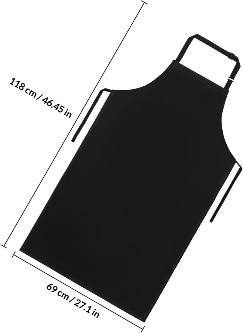 Waterproof Oil-resistant Pu Leather Chef Aprons 2pcs, Adjustable Long Bib Aprons 69x118cm for Men Women Cooking, Painting, Hairdressing Use - Image 2