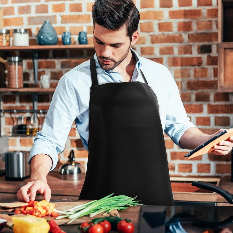 Waterproof Oil-resistant Pu Leather Chef Aprons 2pcs, Adjustable Long Bib Aprons 69x118cm for Men Women Cooking, Painting, Hairdressing Use - Image 5