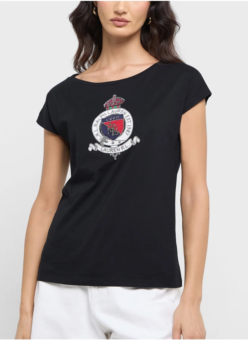 لورين رالف لورين Crew Neck Graphic T-Shirt
