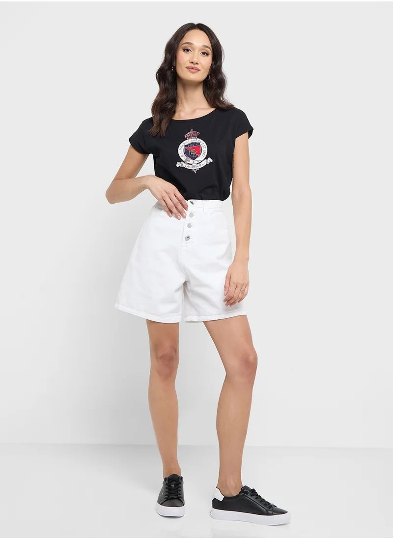 لورين رالف لورين Crew Neck Graphic T-Shirt