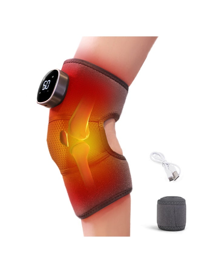 3 in 1 Heated Knee Massager, Knee Massager with Heat and Vibration, Portable Cordless Electric Massage Knee Heating Pads Elbow Shoulder Brace Wrap, 3 Vibration Modes and 5 Heat Modes - Image 1