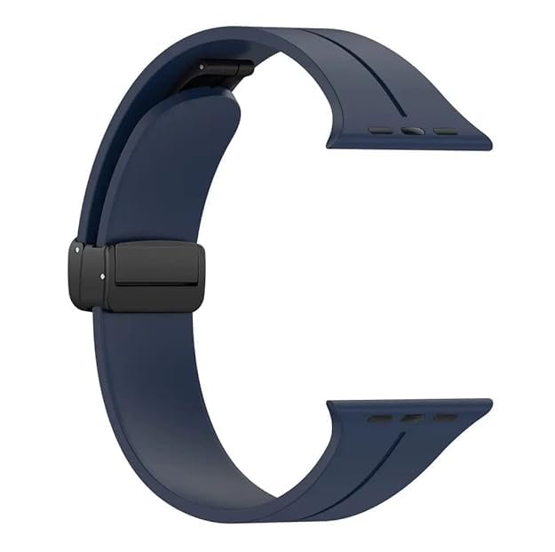 INEFABLE 42mm 44mm 45mm 49mm SmartWatch Band Strap Sport Edition Magnetic Buckle for Apple Watch Series I Watch Ultra/8/7/6/5/4/3/2/1/Se/Se2 - Pack of 1 - Navy Blue - Image 4