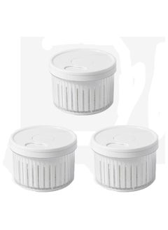 3 Pcs Sealed Storage Box for Scallions, Ginger & Garlic | Multi-Purpose Containers with Lid (White)
