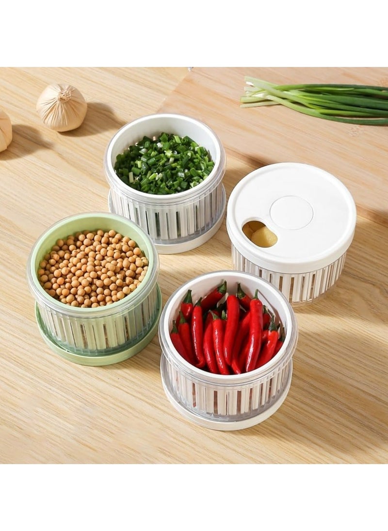 Oasisgalore - 3 Pcs Sealed Storage Box for Scallions, Ginger & Garlic | Multi-Purpose Containers with Lid (White) - Image 1