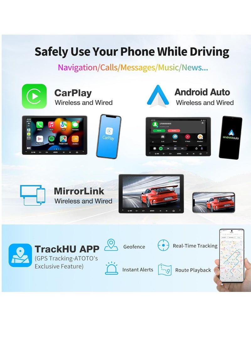 ATOTO - 9 inch A6 PF Android Car Stereo, Double-DIN Radio, Wireless CarPlay & Wireless Android Auto, Mirror Link, GPS Tracking,in-Dash Navigation, Dual Bluetooth, HD LRV, 2G+32G, Full HD IPS Screen 9" 1280*720 A6G209PF - Image 1