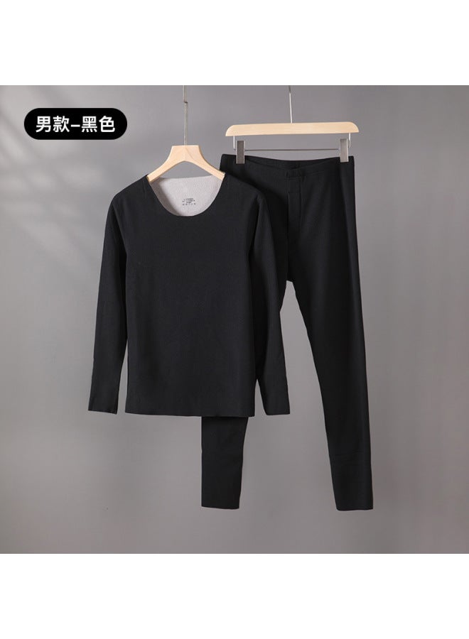 Gold Velvet Velvet Thermal Underwear Suit Men's Autumn And Winter Fleece-lined Silk Silk Round Neck Autumn Clothes Women's Autumn Pants