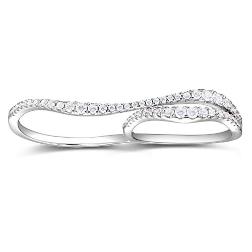espere Rhodium Plated Sterling Silver 925 Double Finger Ring for Women - Image 1