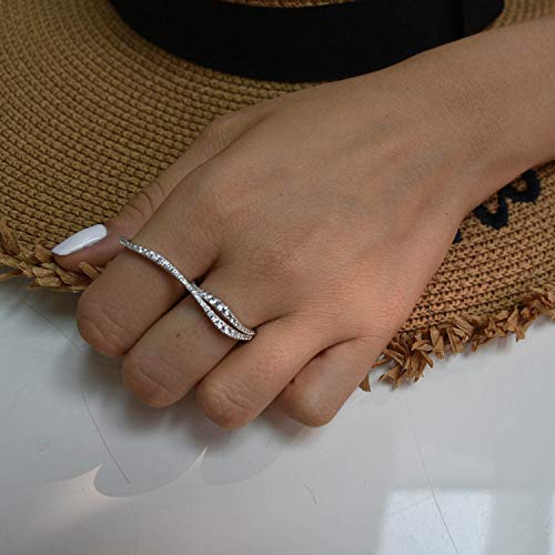 espere Rhodium Plated Sterling Silver 925 Double Finger Ring for Women - Image 5