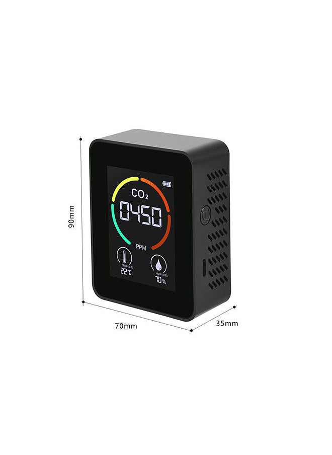 Air Quality Monitor Indoor Home CO2 Meter Carbon Dioxide Detector Temperature Humidity Sensor Real Time Reading Rechargeable Battery
