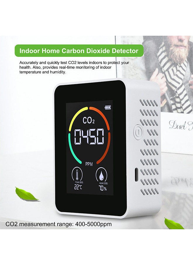Air Quality Monitor Indoor Home CO2 Meter Carbon Dioxide Detector Temperature Humidity Sensor Real Time Reading Rechargeable Battery