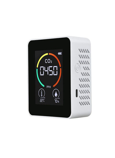Air Quality Monitor Indoor Home CO2 Meter Carbon Dioxide Detector Temperature Humidity Sensor Real Time Reading Rechargeable Battery